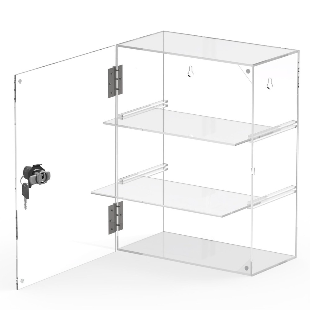 Acrylic Display Case with Lock Key Removable 3 Tier Clear Countertop Display ...