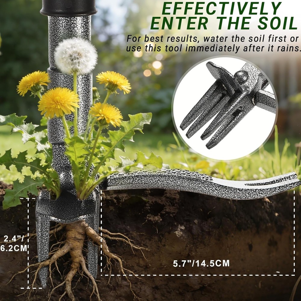 Complete Weeding Kit: Heavy-Duty Bamboo Puller & 16-Gallon Leaf Collection Bag