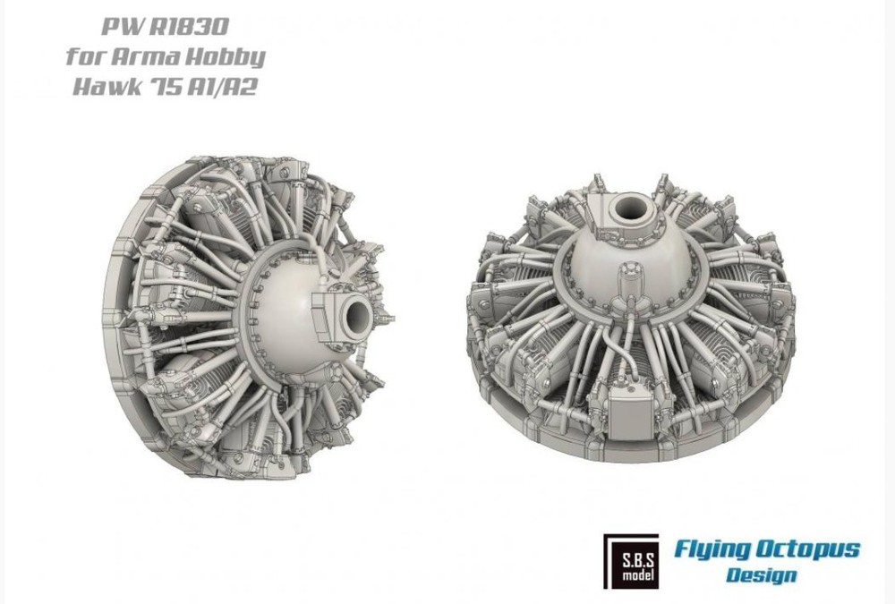 SBS 72092 1/72 Back Curtiss H-75 A1/A2 Hawk engine set for Arma Hobby kit