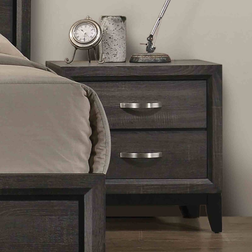 Contemporary Style Eastern King Size 6pc Bed Set Panel Headboard Two Tone Design