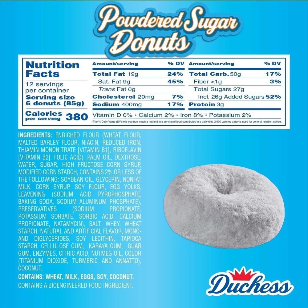 Duchess Mini Powdered Sugar Donuts (3 Oz., 12 Pk.)