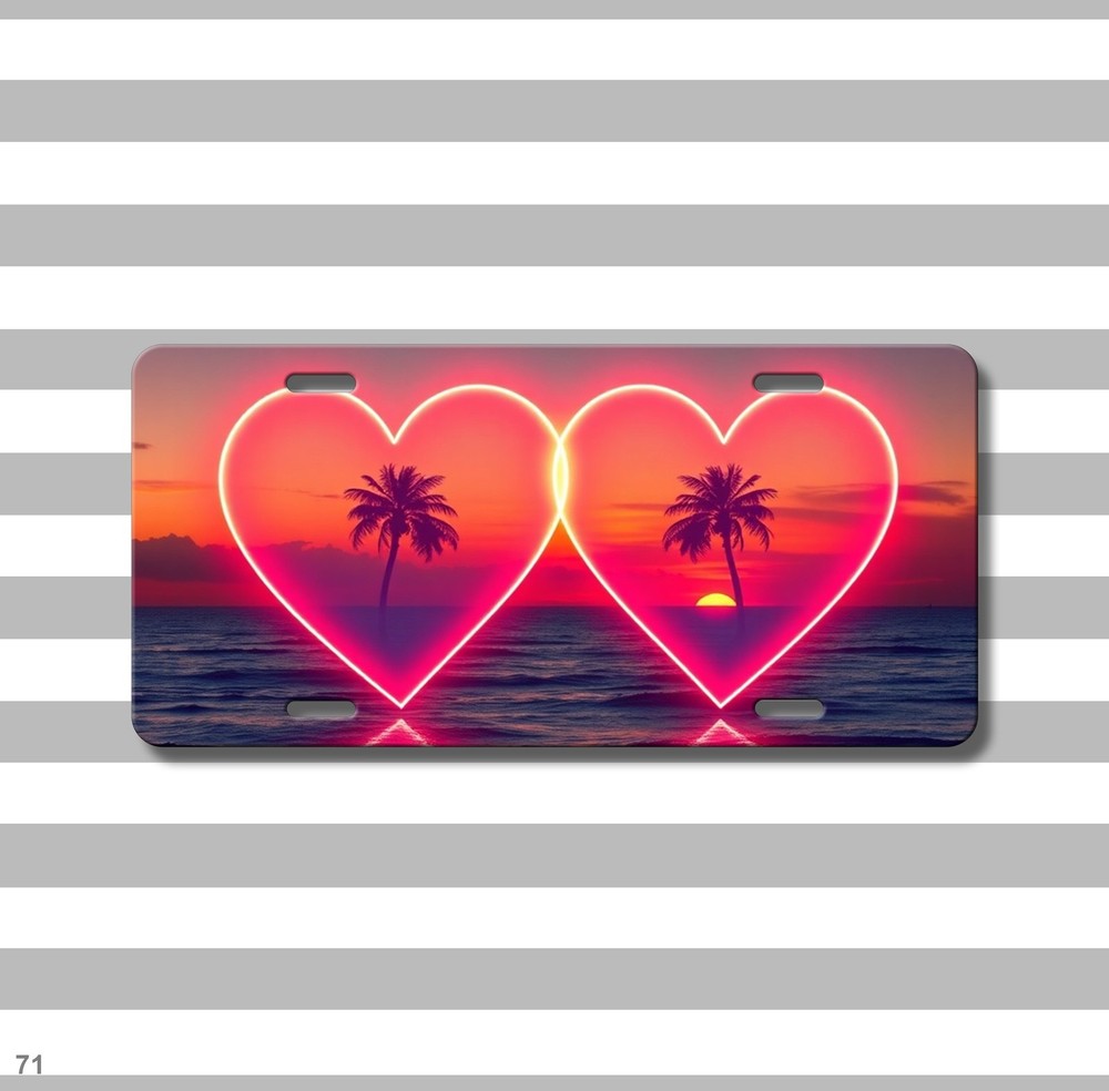 Premium Two Hearts Design Your Name License Plate Personalized Auto Tag
