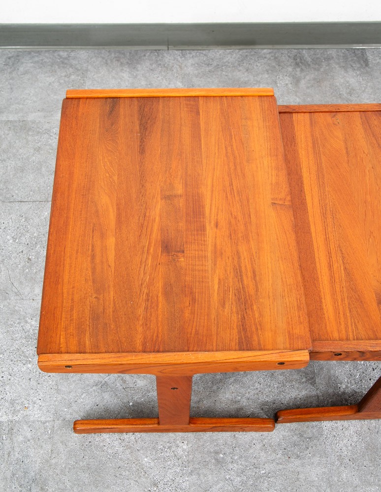 Mid Century Danish Modern Nesting Tables Solid Teak Set 3 Denmark Sled Mcm Wood