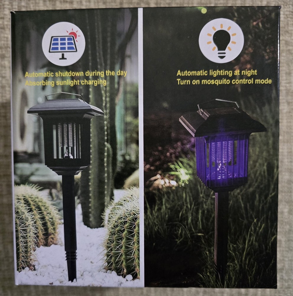 Solar Powered Bug Zapper LED & UV Light Outdoor Mosquito Killer Light NEW