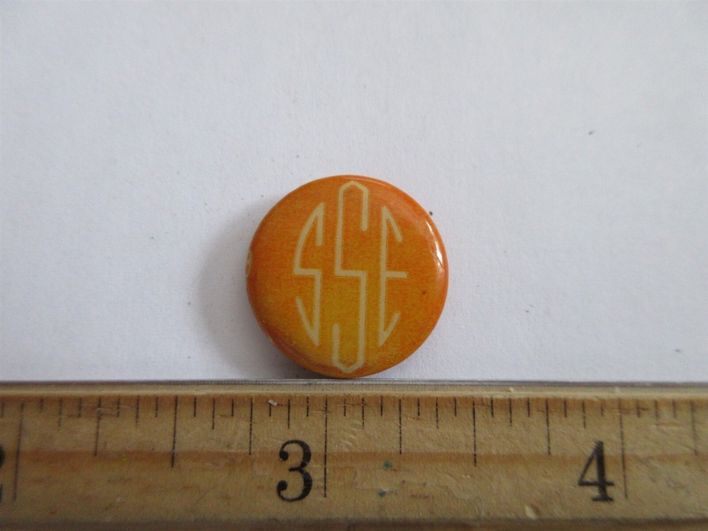 vintage SSE monogram pin pinback .75"