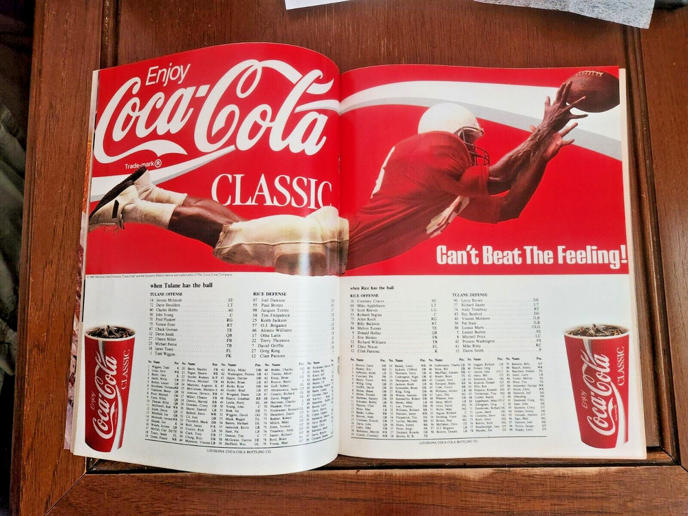 1989 TULANE vs RICE Football Program September 9, 1989
