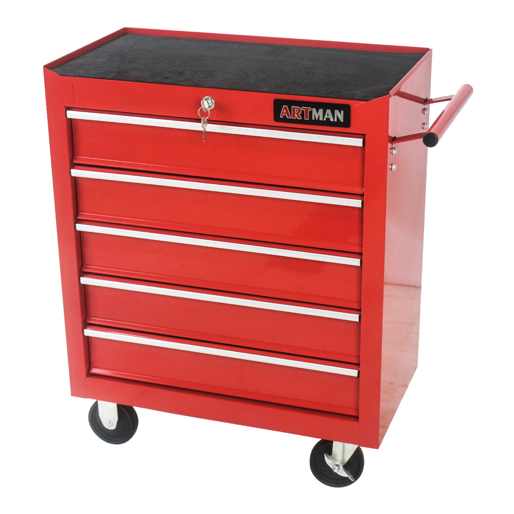 Heavy-Duty 5 Drawer Tool Chest with Locking System & Wheels for Garage Storage