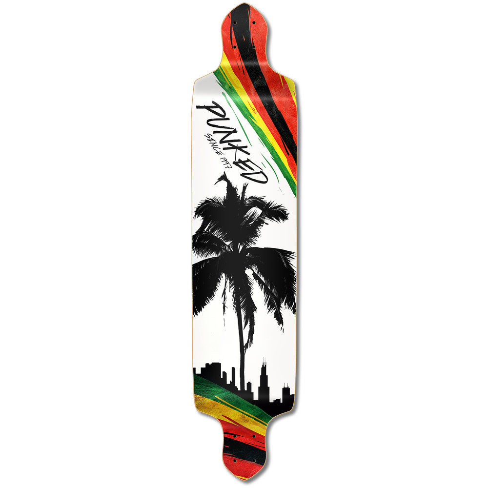 Yocaher Drop Down Longboard Deck - Palm City Rasta (DECK ONLY)