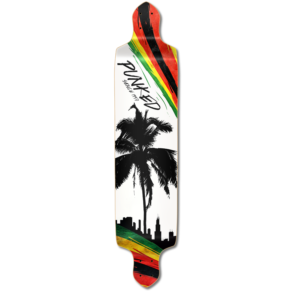 Yocaher Drop Down Longboard Deck - Palm City Rasta (DECK ONLY)