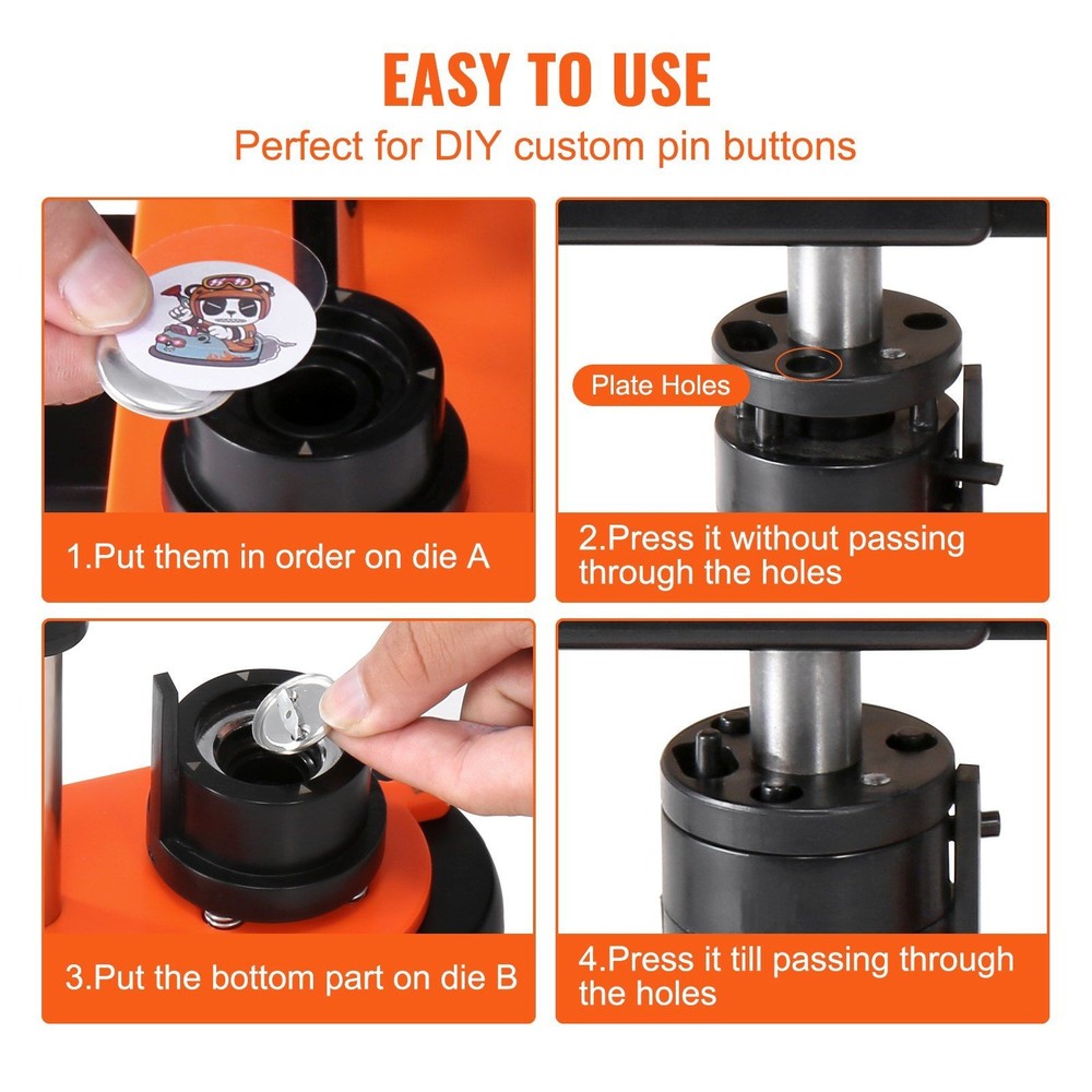 25mm Button Device with 500 Items, Panda Pattern Book and Smooth Operation