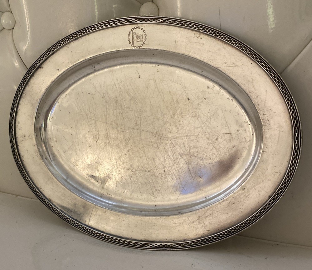 HUDSON NAVIGATION CO c1910 Ship Serving Tray Platter Silver RARE!!
