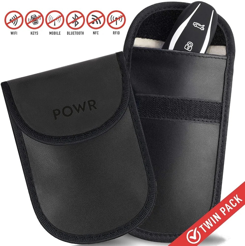 2 Pack Car Key Signal Blocker Pouch RFID Blocking Faraday Case Protector Keys