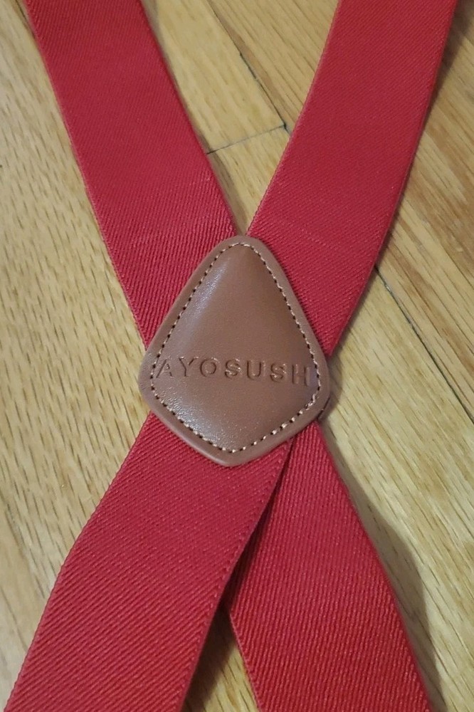 AYOSUSH Suspenders Swivel Snap Hooks Red Elastic Stretch