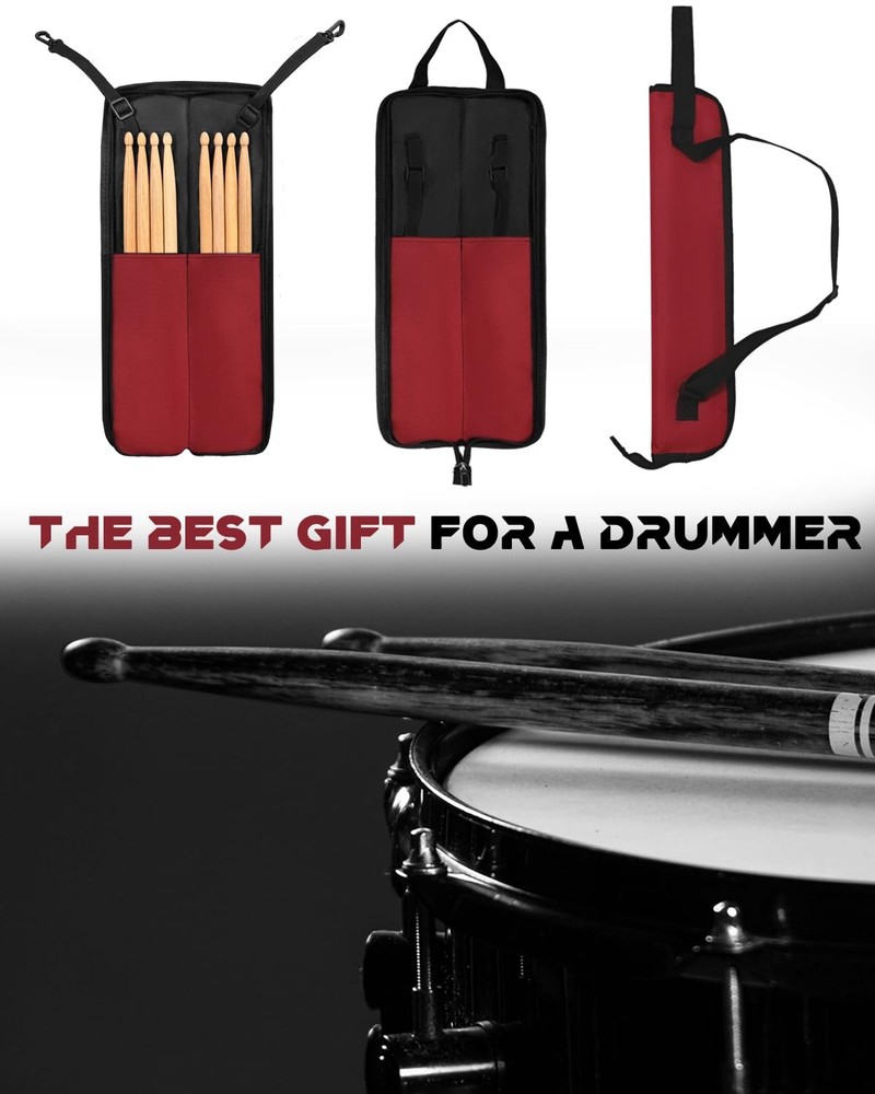 Drumstick Bag Small Storage Case Hanging Rack Dark Red Accessory