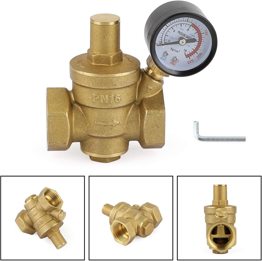 Topteng DN25 1" Brass Adjustable Water Pressure Reducing Regulator Valves C
