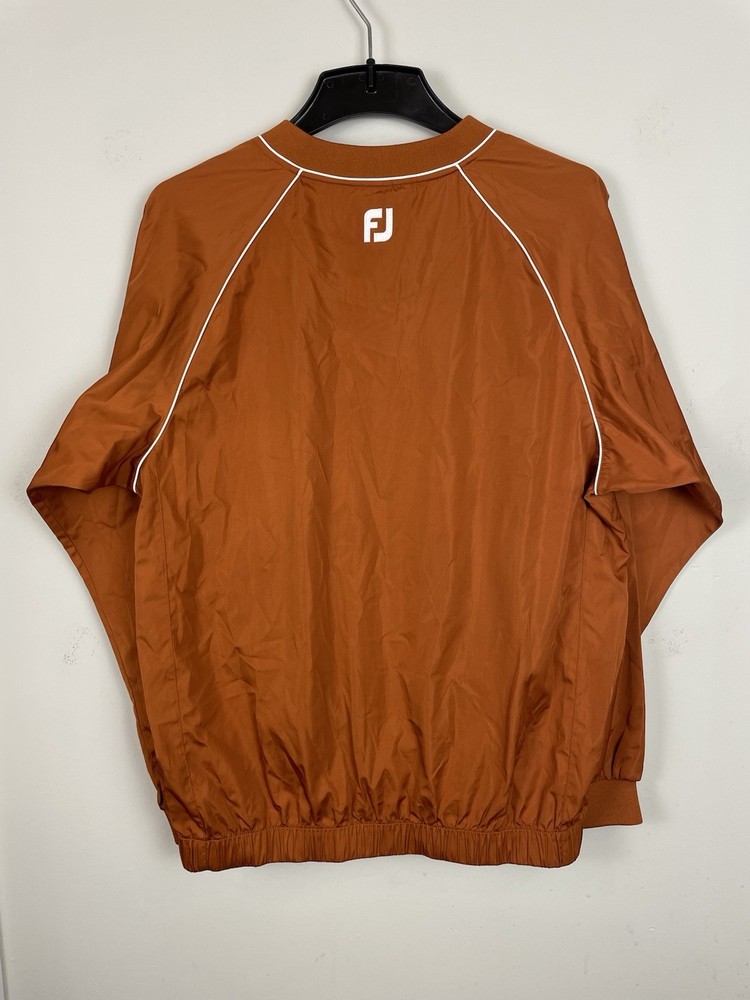 FootJoy Windshirt Golf Pullover Mens Medium Orange V-Neck Long Sleeve