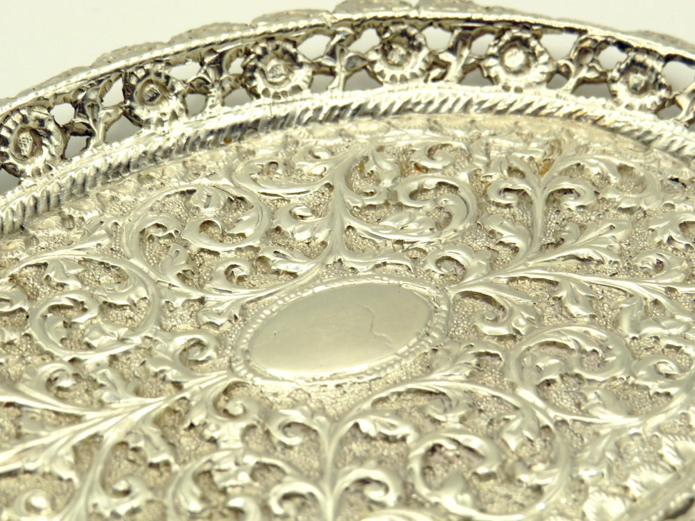 Antique Late 19th Century Indian Kutch Solid Silver Small Tray or Dish