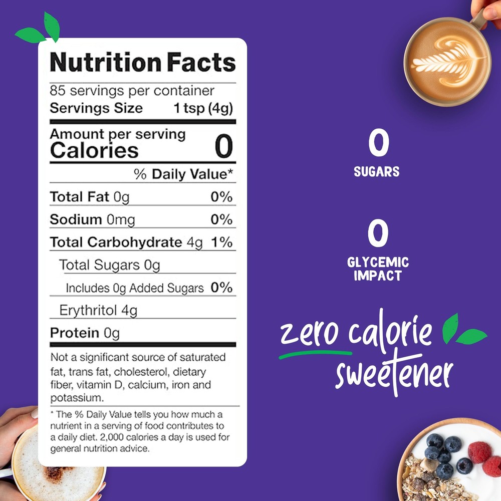 Monk Fruit Sweetener - Zero Calorie Sugar Substitute for Baking & Drinks, 12 oz