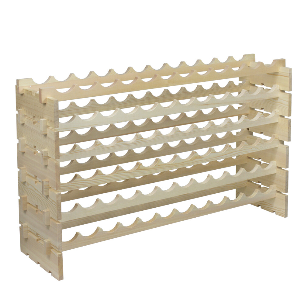 2PCS 72 Bottles Wine Rack Holder Stackable Storage 6 Tier Solid Wood Display