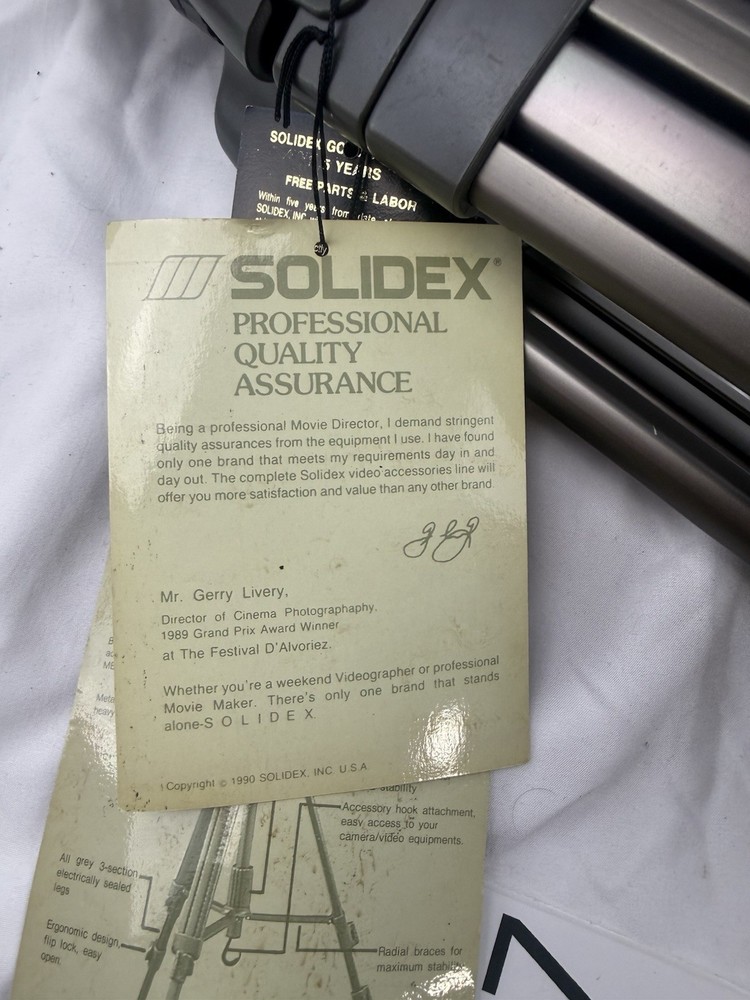 Solidex Performance Video Camera Tripod Model VT 92-XT AS IS