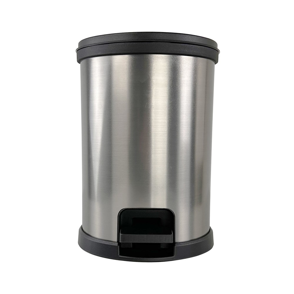 NEW!!1.5 Gallon Trash Can, Plastic Round Step Bathroom Trash Can, Silver