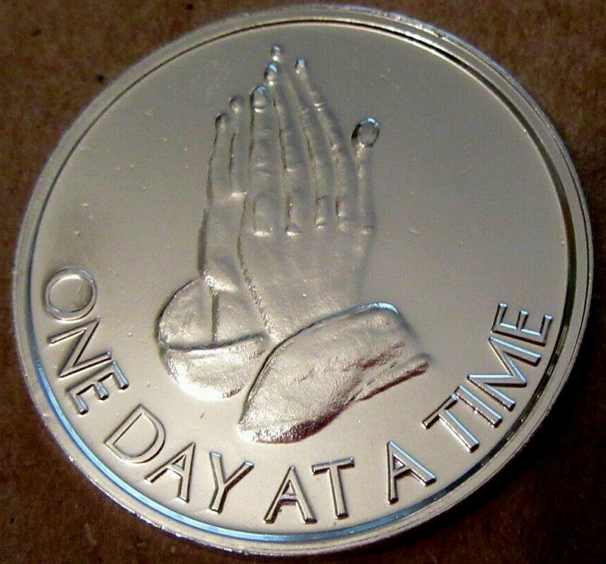 Alcoholics Anonymous AA NA Praying Hands Aluminum Medallion Chip Token