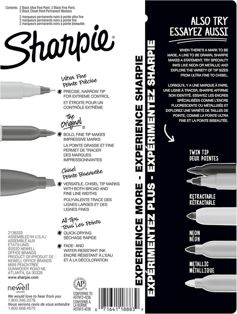 Versatile 6-Pack Permanent Markers: Ideal for School, Office & Creative Projects