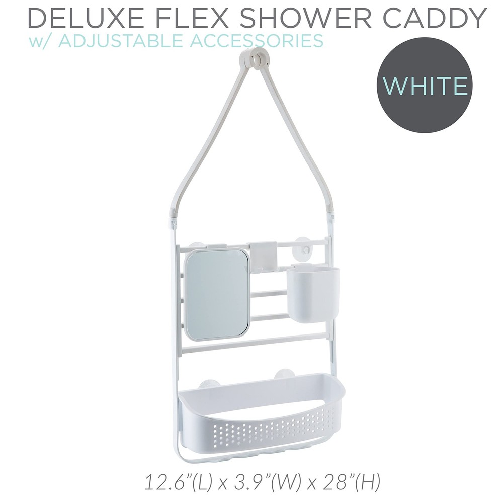 Deluxe Flex Adjustable Shower Caddy | 2 Hanging Options | Customizable | Bath...