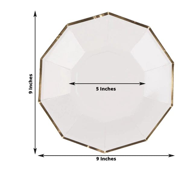 25 WHITE 9" Decagon Salad Dinner Paper Plates Disposable Tableware