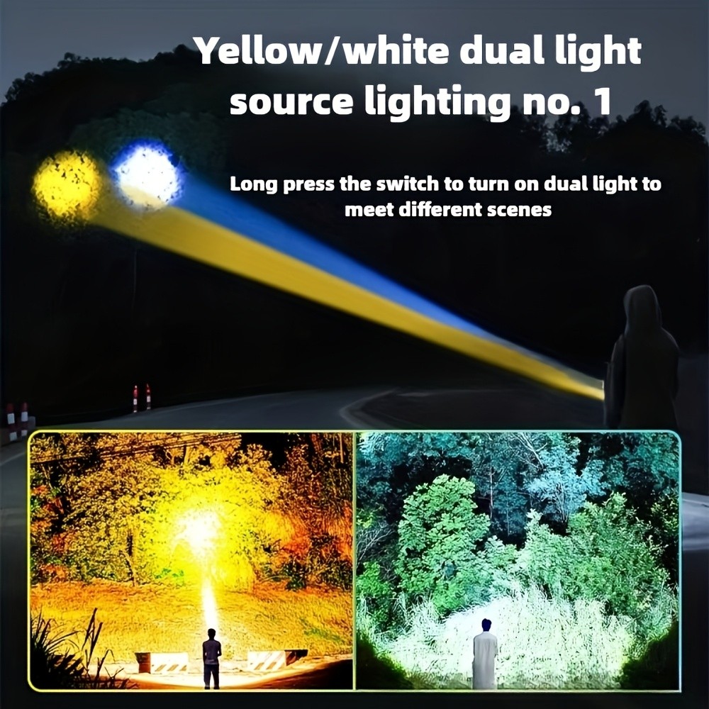 LED Flashlight Strong Light Rechargeable Torch Super Bright with COB Side Lights