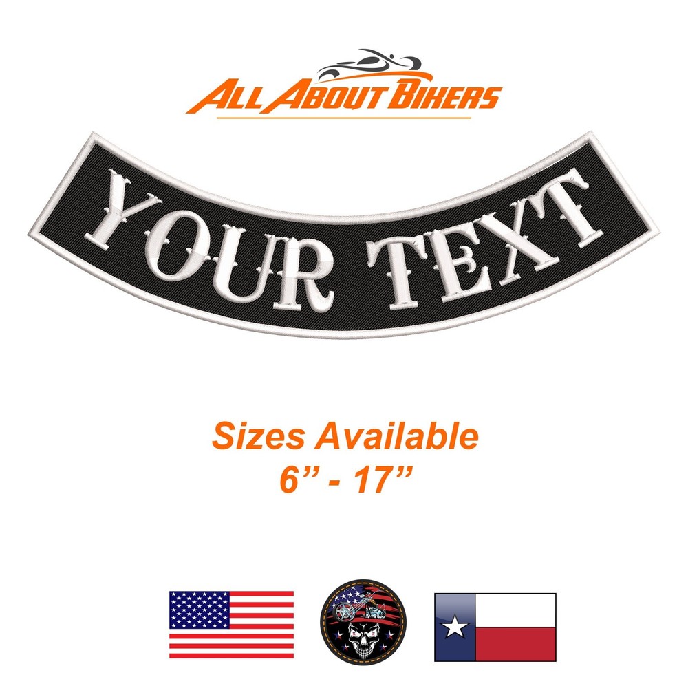 6" Custom Embroidered Bottom Rocker Patch - - Sizes Available