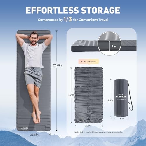 CumbreX Air & Foam Camping Sleeping Pad, HexaFoam Camping Single Light Grey