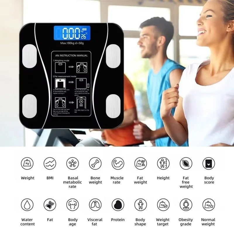 Digital Body Weight Scale with Backlit Display High Precision Bluetooth FatScale