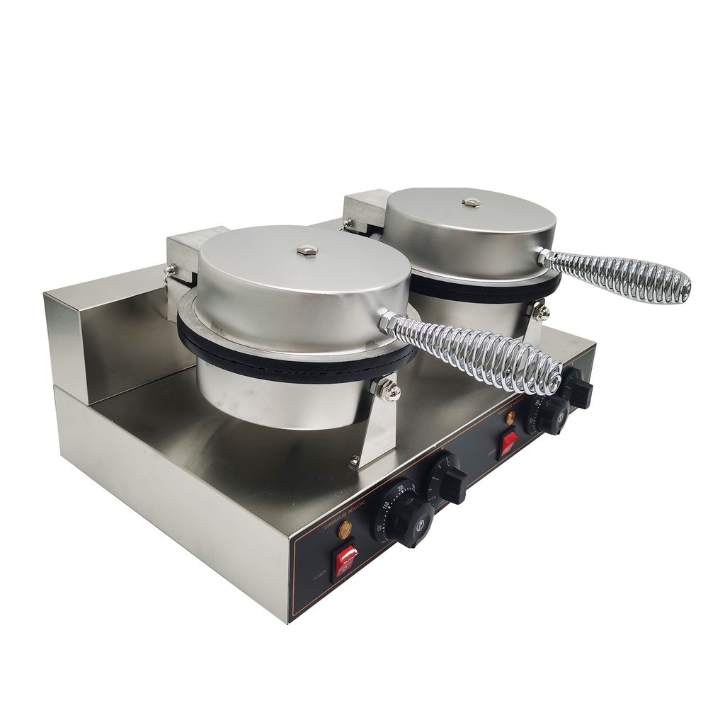 Ice Cream Waffle Cone Maker Machine Non-stick Double-head Egg Roll Making 110V