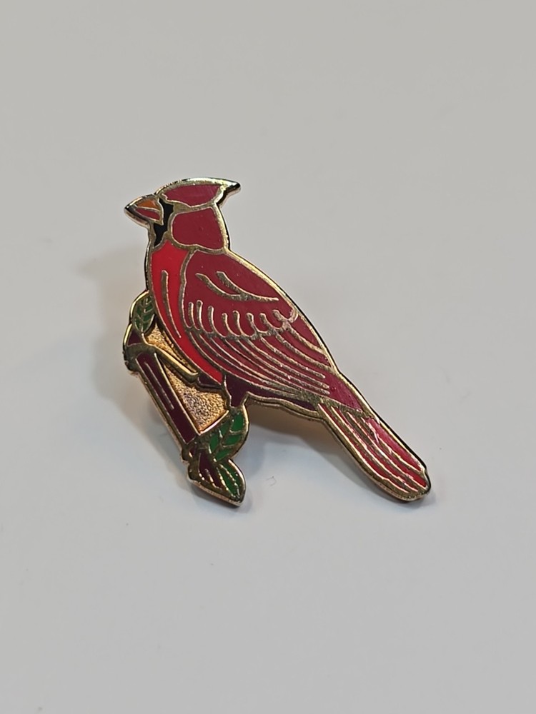 Cardinal Red Bird On Branch Lapel Pin