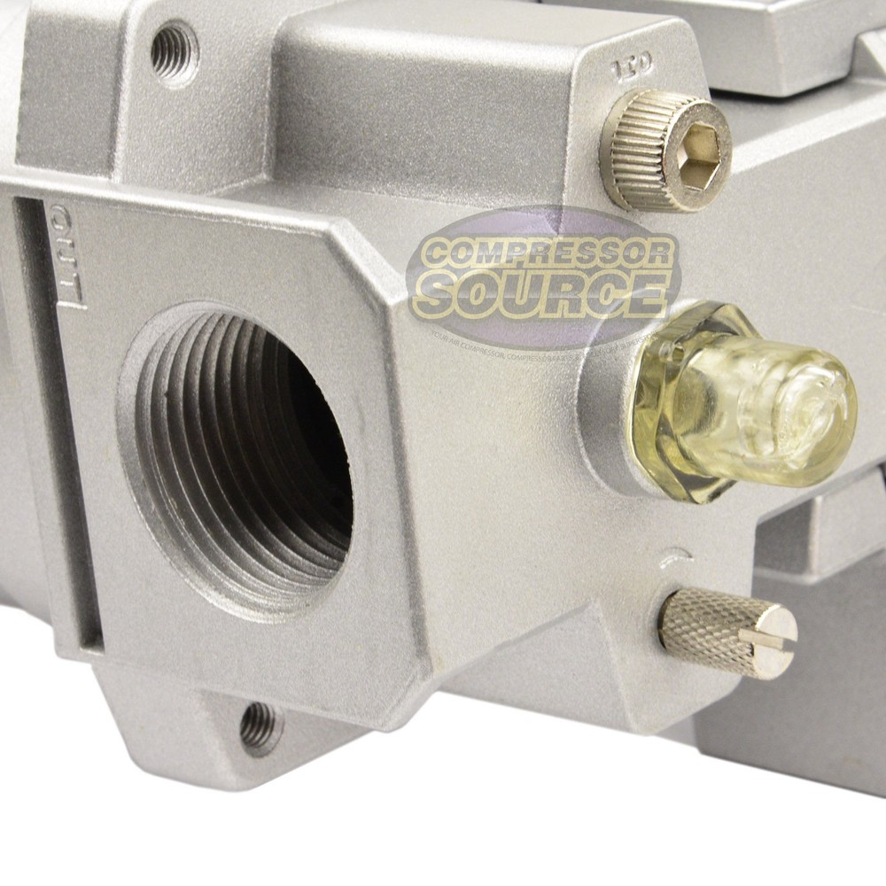 1" Compressor FRL Compressed Air Filter Regulator Oiler Lubricator w/ Auto Drain