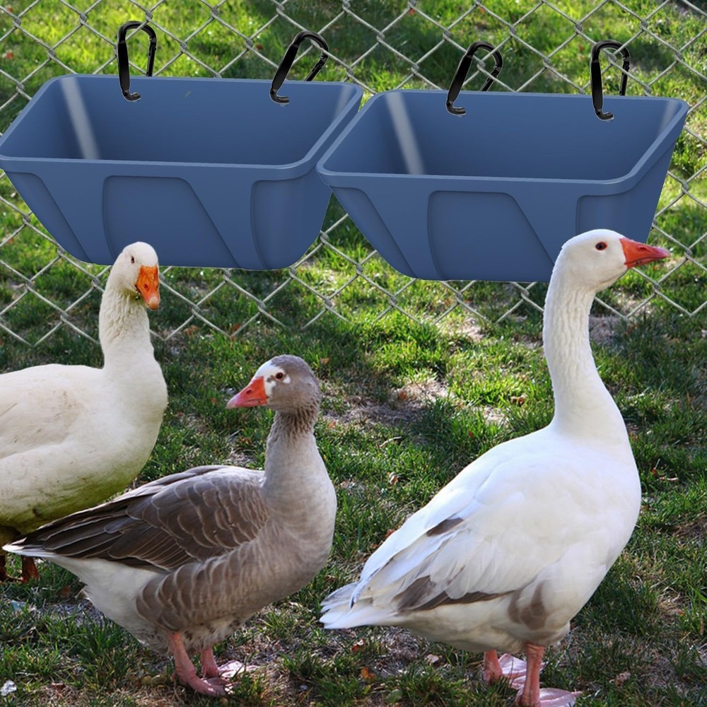 Plastic Hanging Feed Trough for Chickens, Ducks & Goats – Easy Install 3-Pack