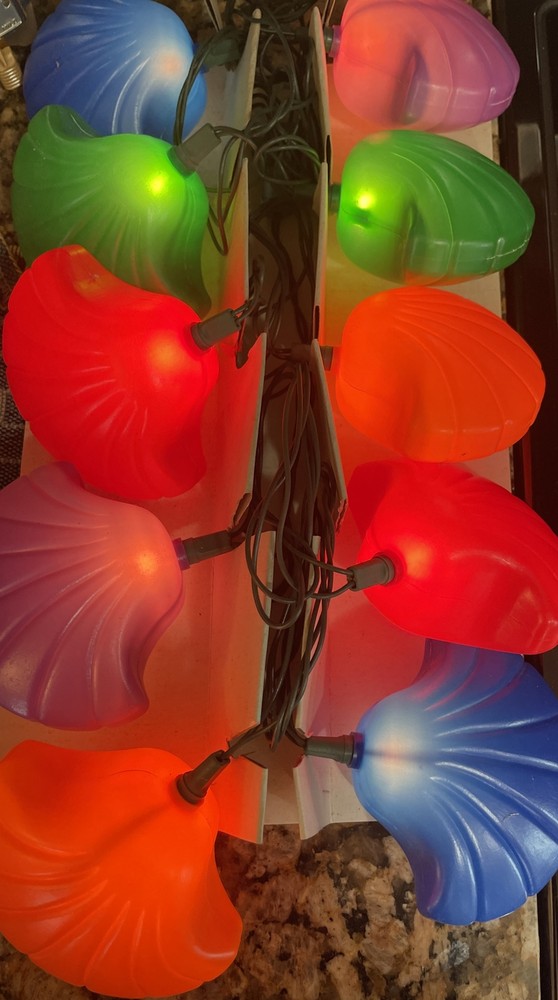 10 Pc String Shell Light Set Multicolor Vintage 1990s New In Box Seashells