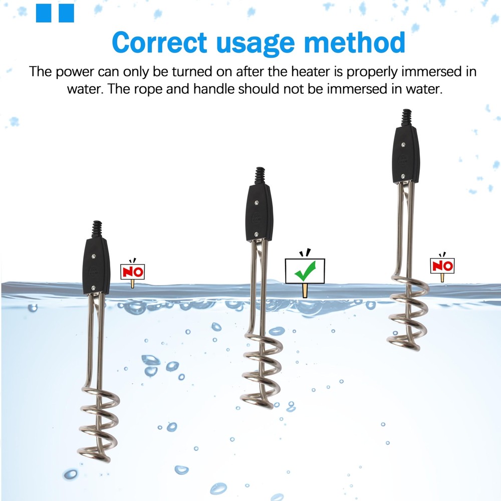 Immersion Heater Submersible Water Heater，1500W/1000W-110V Portable Electric ...