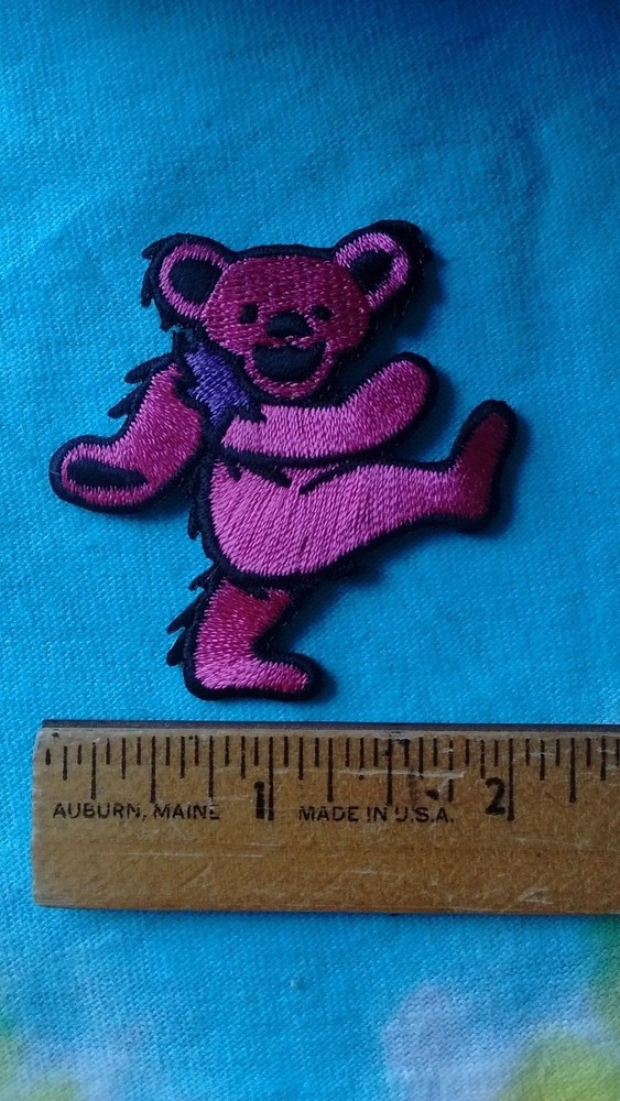 Grateful Dead Pink Dancing Bear 2 x 2 Inch Iron On Patch