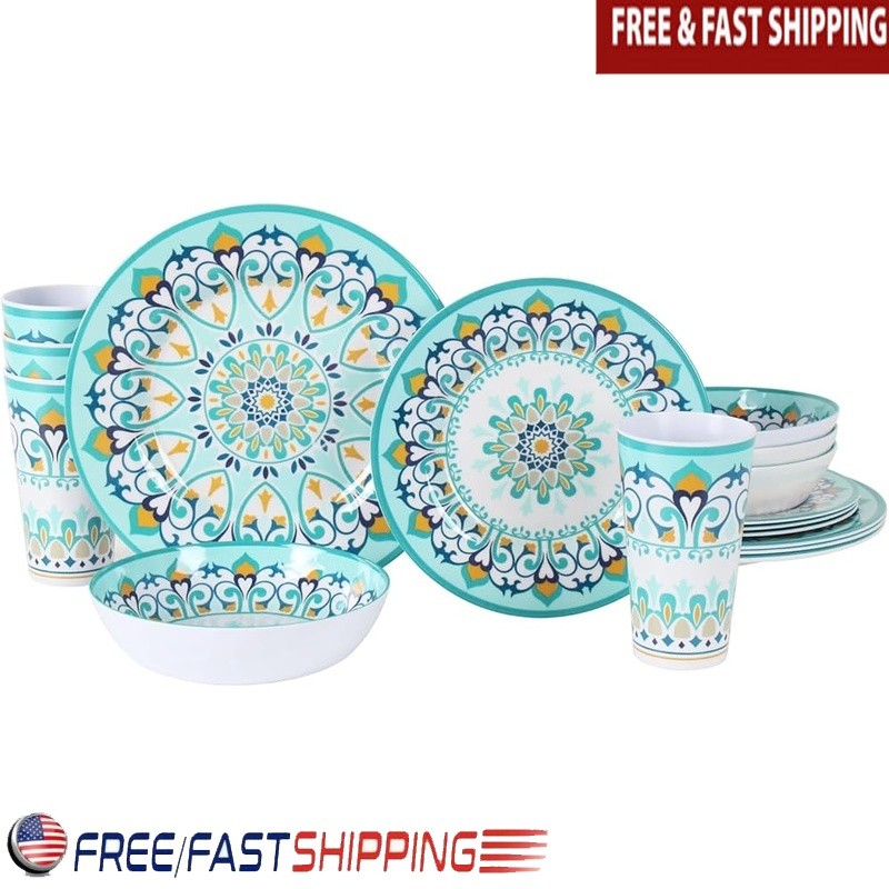 Melamine Dinnerware Kitchen Break Resistant Dishwasher Safe Indoor Outdoor Use