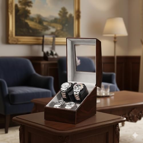 Watch Winders for Automatic Watches, Automatic Watch Winder Box, 2 Black Walnut