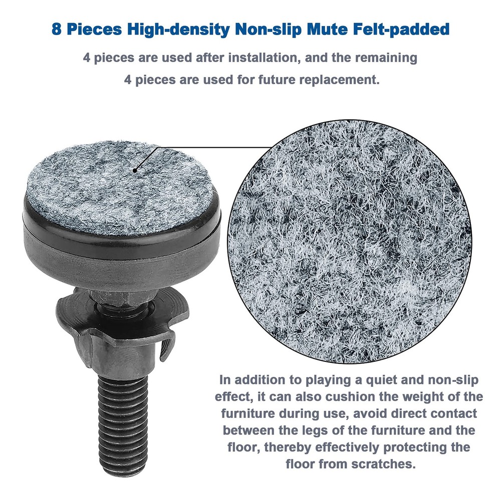 3/8" Threaded Leveling Feet Adjustable 3/8”-16 UNC Thread, 4 Sets