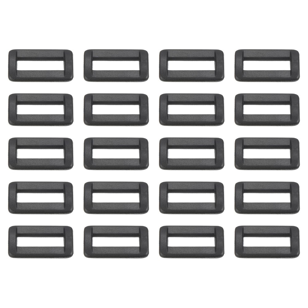 5/8 Inch Rectangle Buckle, 50 Pack Plastic Webbing Strap Fastener, Black