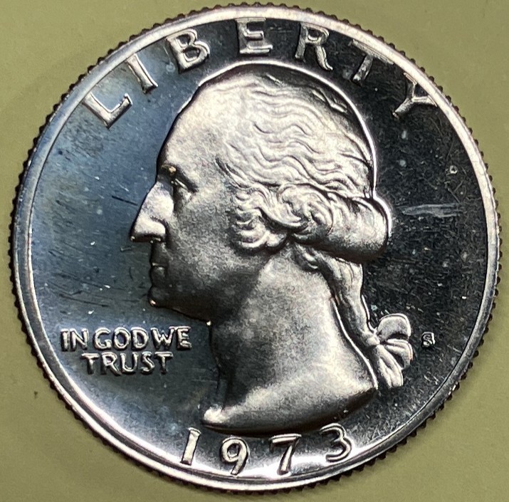 1973 S proof Washington quarter