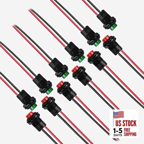 12mm Mini Latching Push Button on Off Switch Prewelded Wire,Self-Locking Micro