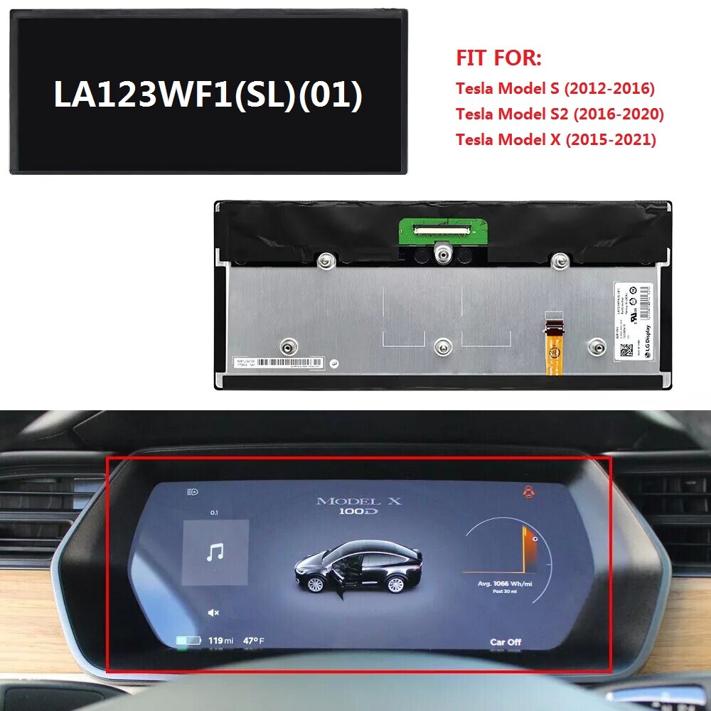 LCD Display Replacement For Tesla Model S/S2/X GEN 2 Digital Instrument Cluster