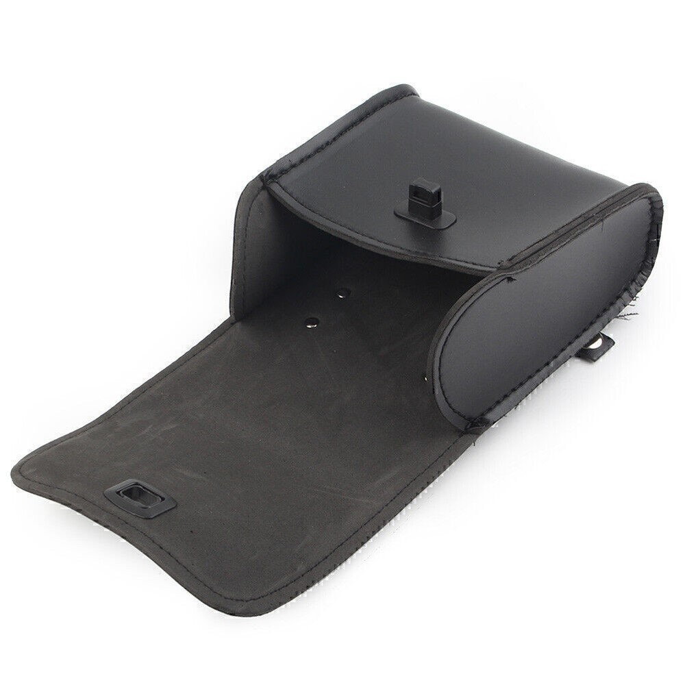 Saddle Luggage Pu Leather Side Tool Bag Storage Black Motorcycle