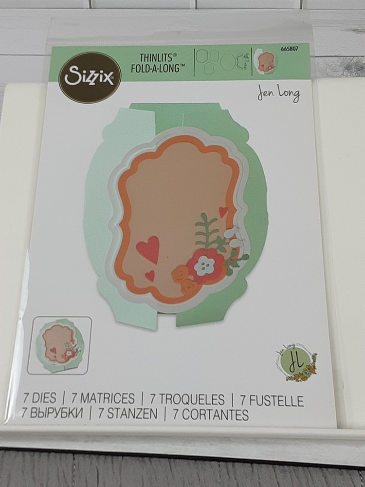 NEW Sizzix Thinlits Fold A Long Card Label By Jen Long 7 Die Set 665807