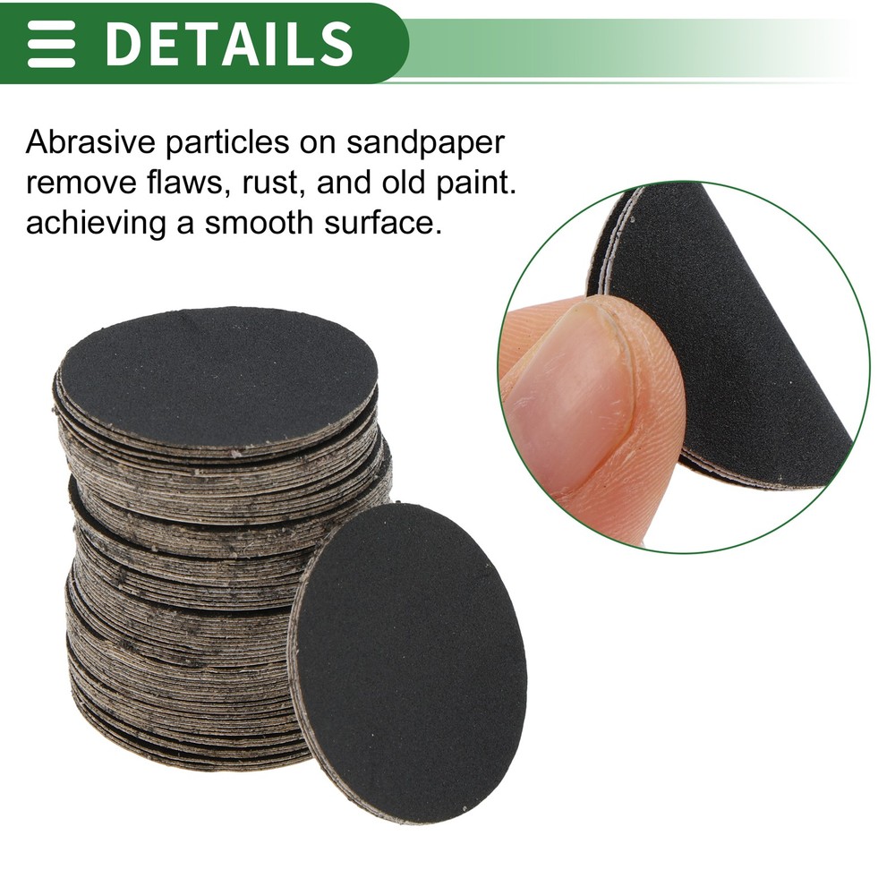 Sandpaper Round 30x30mm 600 Grit 100 Pcs Black Hook & Loop Sanding Sheets